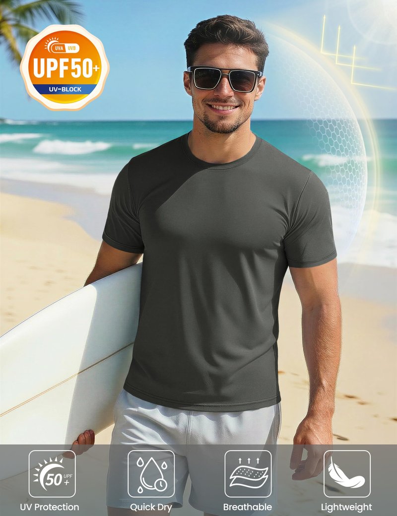 Mens Running Shirts Short Sleeve T-Shirt UPF 50+ Moisture Wicking Hiking Shirts Dry Fit Tee Shirts Outdoor Shirts for Men Dark Grey