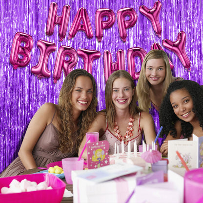 2 Pack Pink Backdrop Party Decorations Tinsel Curtain Party Backdrop Foil Fringe Birthday Decorations Photo Booth Streamer Backdrop Pink Theme Bachelorette Graduation Decor