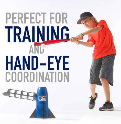 Franklin Sports MLB Kids Pitching Machine - POP ROCKET Kids Baseball Trainer - Includes 5 Plastic Baseballs & Baseball Bat, Multicolor Medium