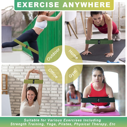 Honmein Resistance Bands for Working Out, 3 Levels Exercise Bands Workout Bands Set for Women Men, Hip Legs Booty Bands for Home Fitness, Gym, Yoga, Pilates(Green)