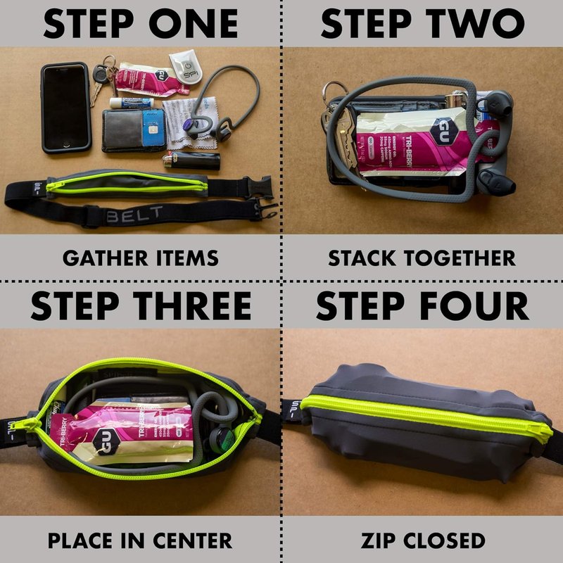 SPIbelt Running Belt - Adjustable Phone Holder for Running | Black with Black Zipper, Fits All Phones