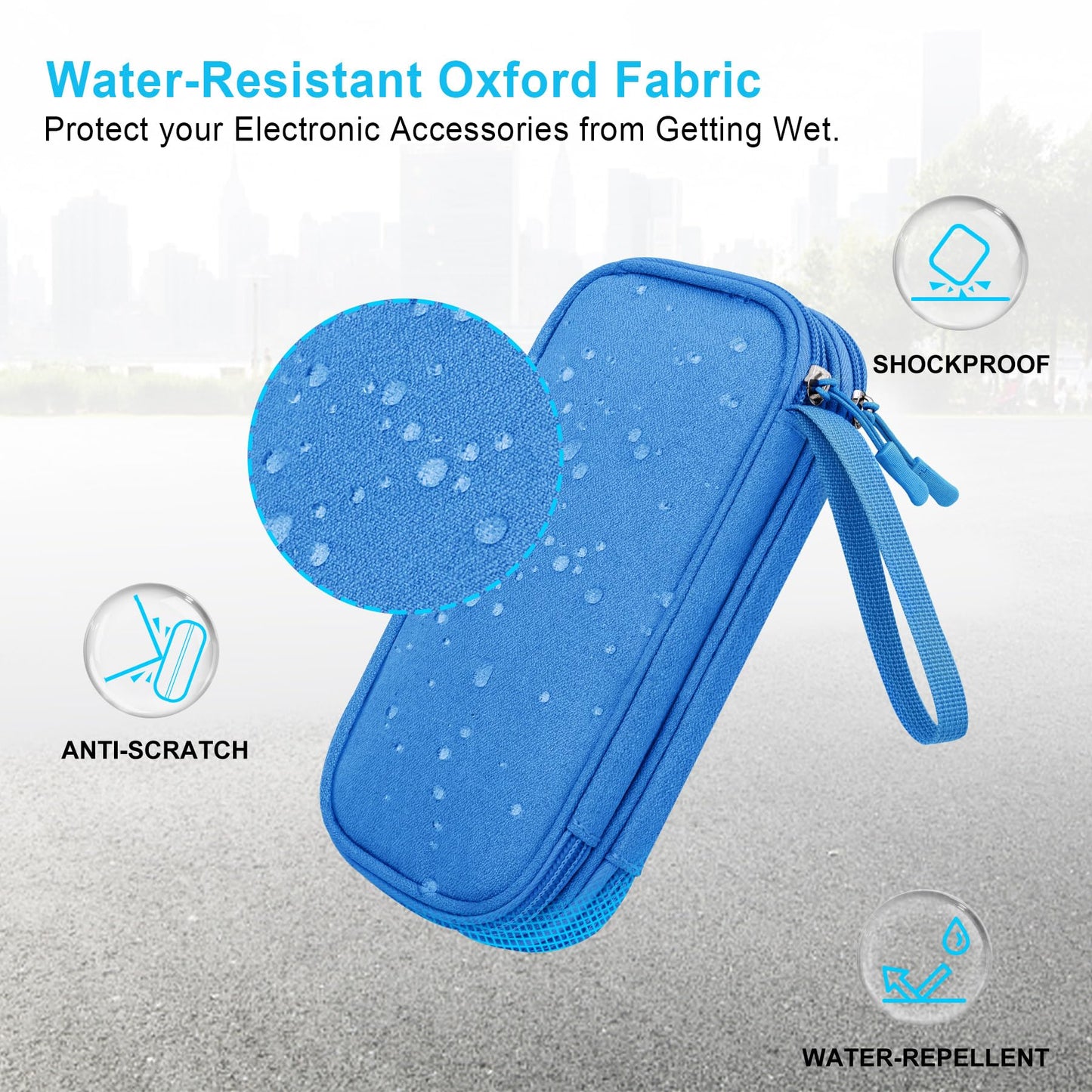 Lacdo USB Flash Drive Case Thumb Drive Holder Case Organizer Portable Electronic Accessories Storage Bag for SanDisk/SamData/Samsung USB Flash Drives Jump Drive Memory Stick, SD Card, Cable, Blue