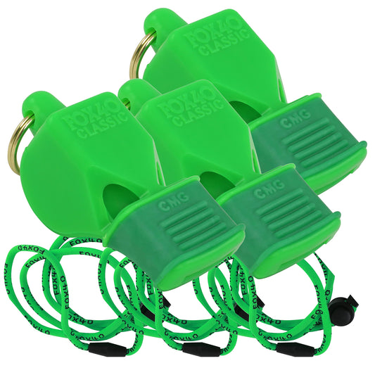 Fox 40 Classic CMG w/Breakaway Lanyard 3 Pack (Neon Green)