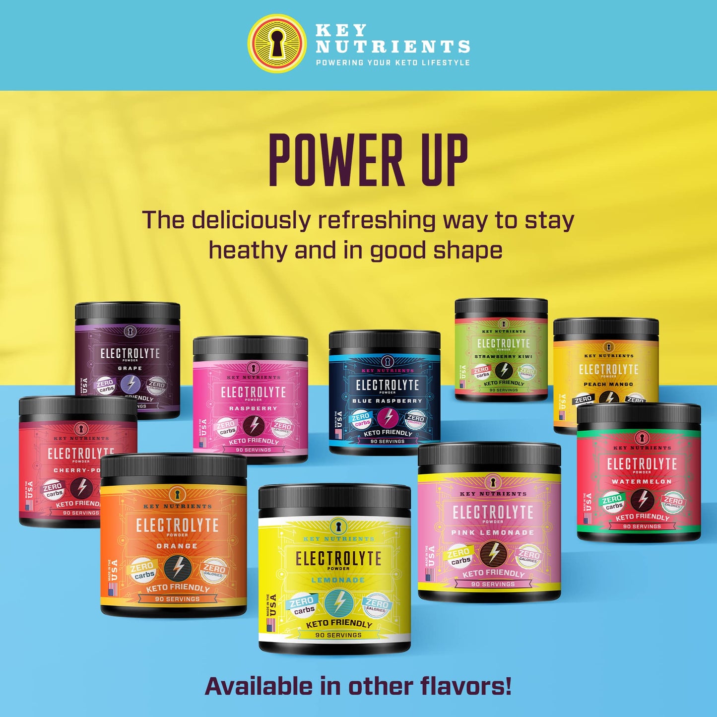 Key Nutrients Electrolytes Powder - Multivitamin & Minerals Electrolytes - 90 Servings of Refreshing Lemonade - Hydration Powder - Supercharged Rehydration Sachets with 16 Vitamins & Minerals