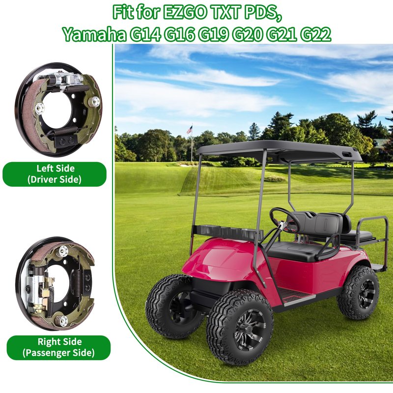 10L0L Golf Cart Brake Assembly for EZGO TXT PDS, for Yamaha G14 G16 G19 G20 G21 G22 Golf Cart, Driver Side and Passenger Side, Includes Brake Shoes, OEM 70998-G01 70998-G02