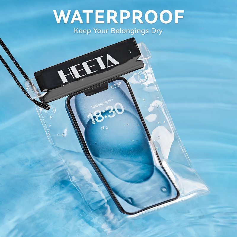 HEETA 3-Pack Clear Waterproof Dry Bag Pouch, Water Tight Cases Dry Bags Document Holder for Camera Mobile Phone Maps, Kayaking Boating (Black, Blue & Yellow)