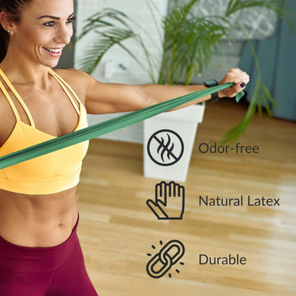 THERABAND Resistance Bands Set – Stretch Bands for Exercise, Therapy & Strength Training – Natural Rubber Latex Exercise Band for Men & Women - Resistance Bands Light, Medium and Heavy Resistance