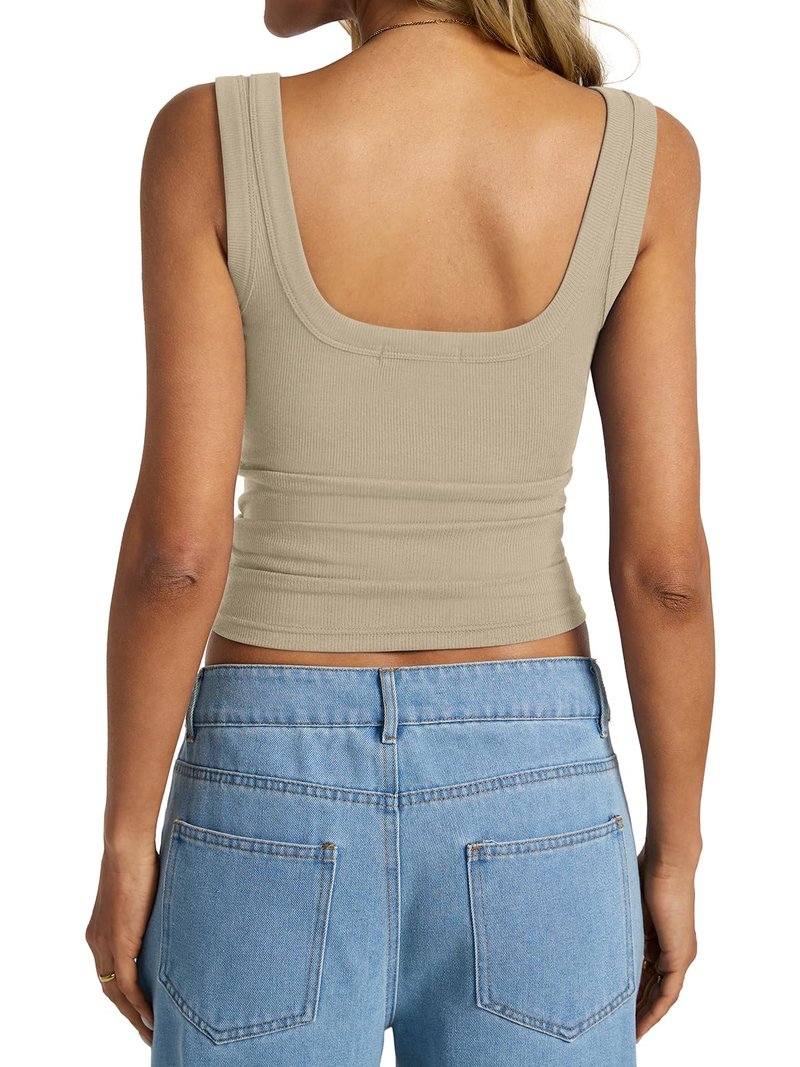 EasyGala Womens Cotton Ribbed Square Neck Tank Tops Basic Backless Sleeveless Summer Cami Shirts 2025