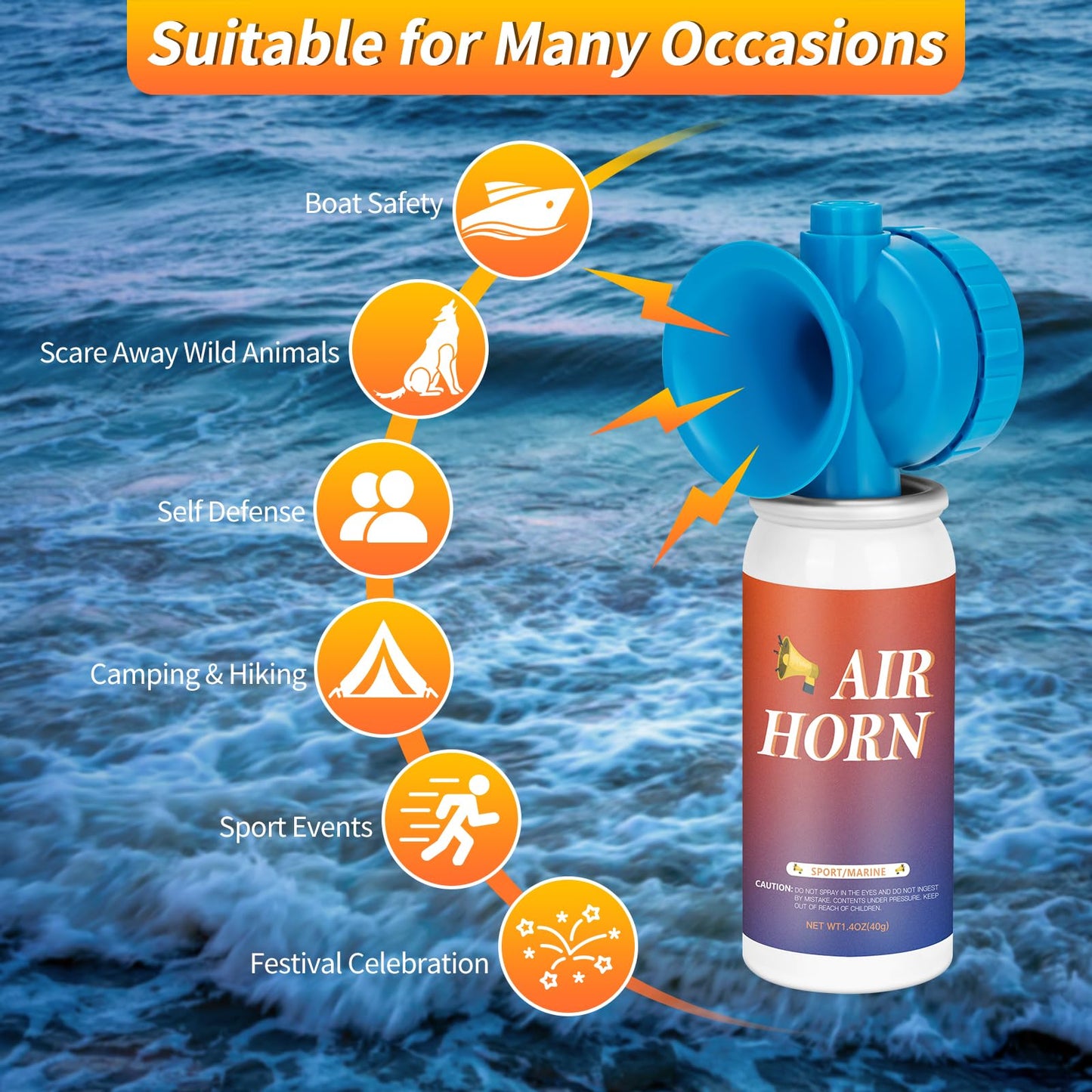 Air Horns for Safety Loud Marine, Air Horns Can 1.4oz Mini Small Handheld for Boat Sporting Events Emergency Use Camping Hiking Outdoor, 1 Pack