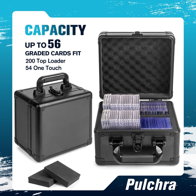 Pulchra Graded Card Storage Box, Top Loaders Case, Sports Trading Box, Slab PSA MTG CSG SGC Magnetic Holder, Waterproof Carrying Case, Collector Storage Boxes