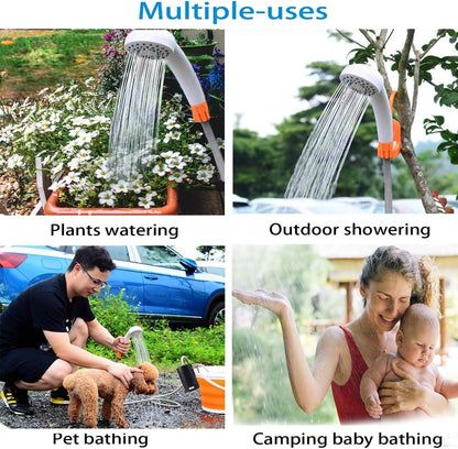 AZXJC Portable Outdoor Shower, Camp shower with 3 LED Lights, 4400mAh Battery Powered Camping Shower Pump for Hiking/Outdoor, Travel, Beach, Pet, Flowering, Waterproof &USB Rechargeable 2 Flow Mode