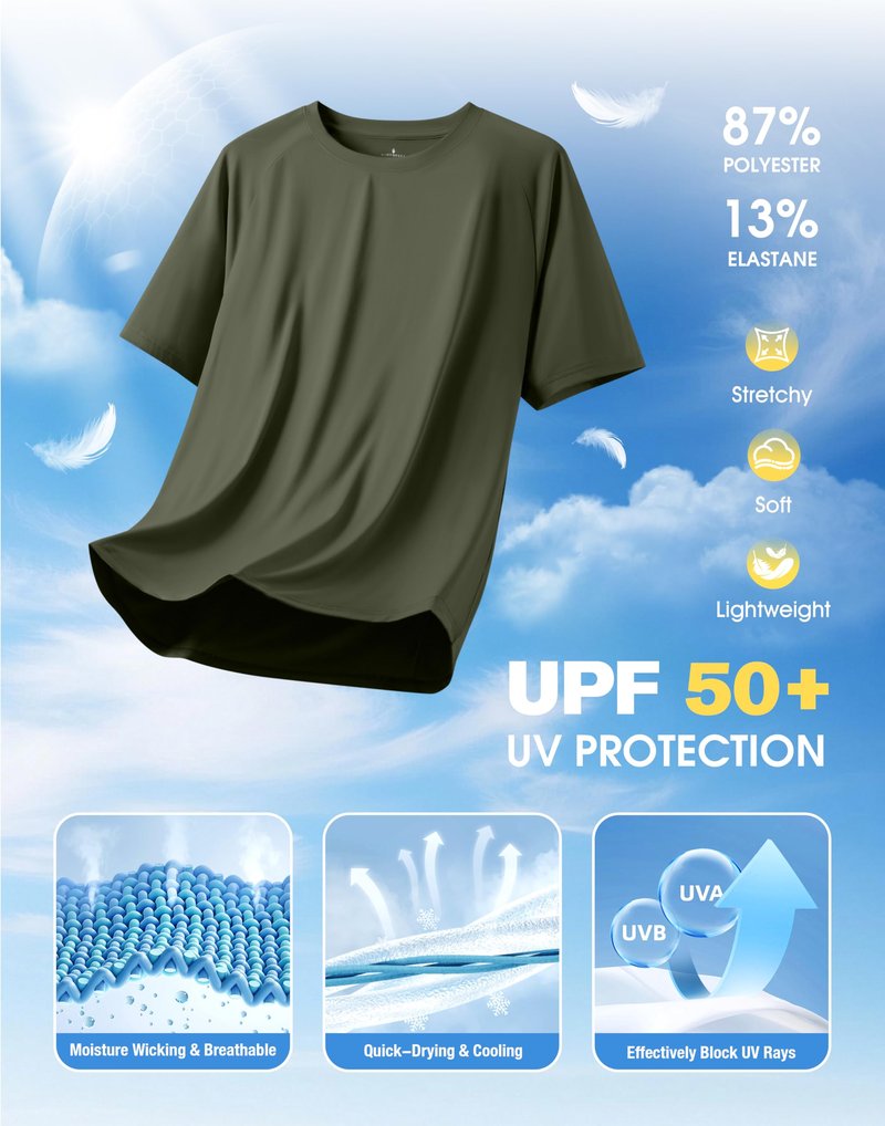Soothfeel Mens Workout Shirts Quick Dry Athletic Running T-Shirts Short Sleeve Cooling Moisture Wicking Gym Active Tee Tops Olive XL