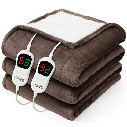 Homemate Electric Heated Blanket Twin - 62"x84" Heating Bed Blankets Throw with 10 Heating Levels 8 Hours Auto Off Fast Heating Over-Heated Protection Ultra Soft Warm Flannel ETL Certified Grey