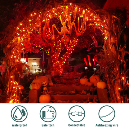 Hopolon Mini Orange Halloween Lights, 2PACk 50 Incandescent Christmas String Lights, 13FT 120V UL Certified Xmas Tree Lights for Christmas, Patio, Holiday, Party, Home, Indoor Outdoor Decor, Orange