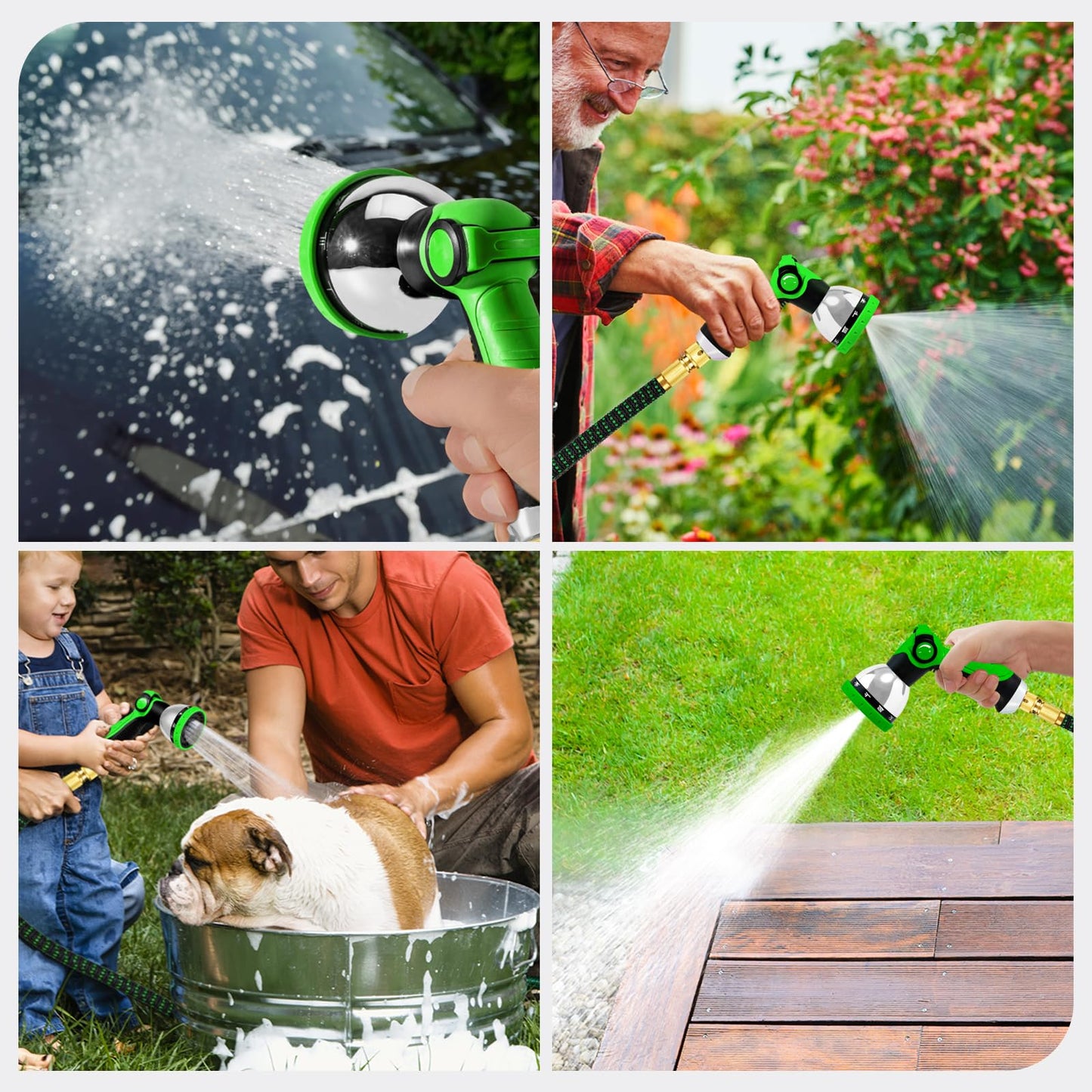 100FT Garden Hose – Upgraded 3-Layer Latex, No-Kink Expandable Water Hose with 3/4"& 1/2" Metal Connectors, 10-Function Spray Nozzle, Flexible Hose Pipe for Gardening, Washing & Cleaning