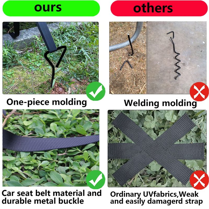 Trampoline Stakes Heavy Duty Anchors High Wind Stakes,15.84" Galvanized Steel Corkscrew Anchors Kit for Trampoline,Field-deployments, Hunting Camp, Canvass Tents(Set of 4)