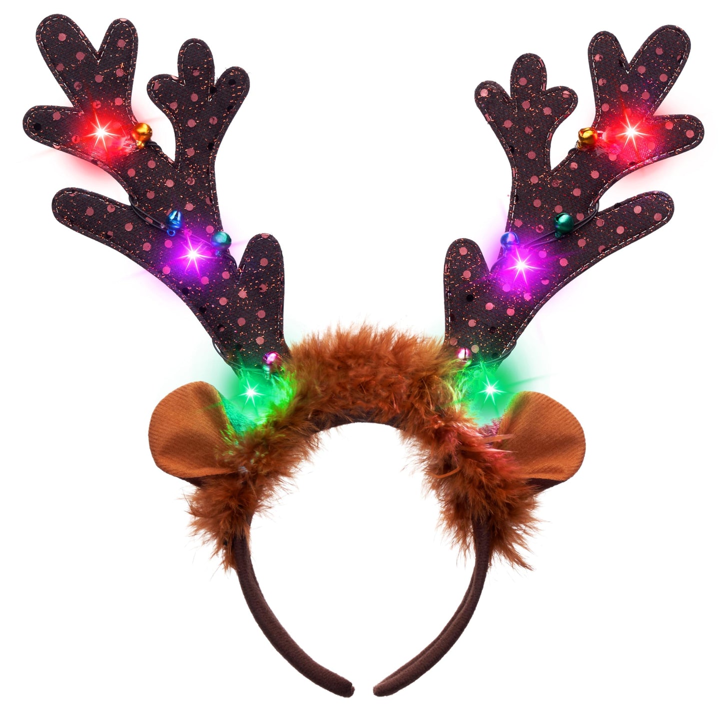 JOYIN Christmas 2PCS Light Up Cute Reindeer Headband Adult Kids Party Favor Supplies, Xmas Accessories for Christmas Holiday Parties, Annual Holiday, Photos Booth