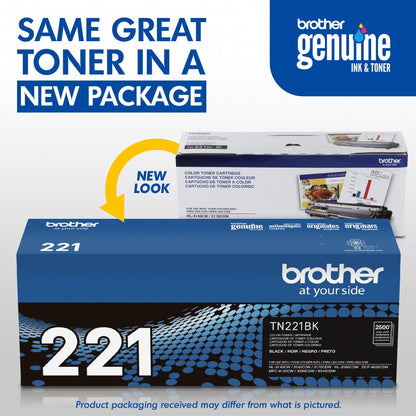 Brother Genuine Standard Yield Toner Cartridge, TN221BK, Replacement Black Toner, Page Yield Upto 2,500 Pages, Amazon Dash Replenishment Cartridge, TN221