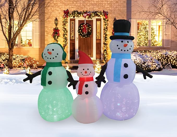8 ft Wide Snowman Family w/Prism Lights