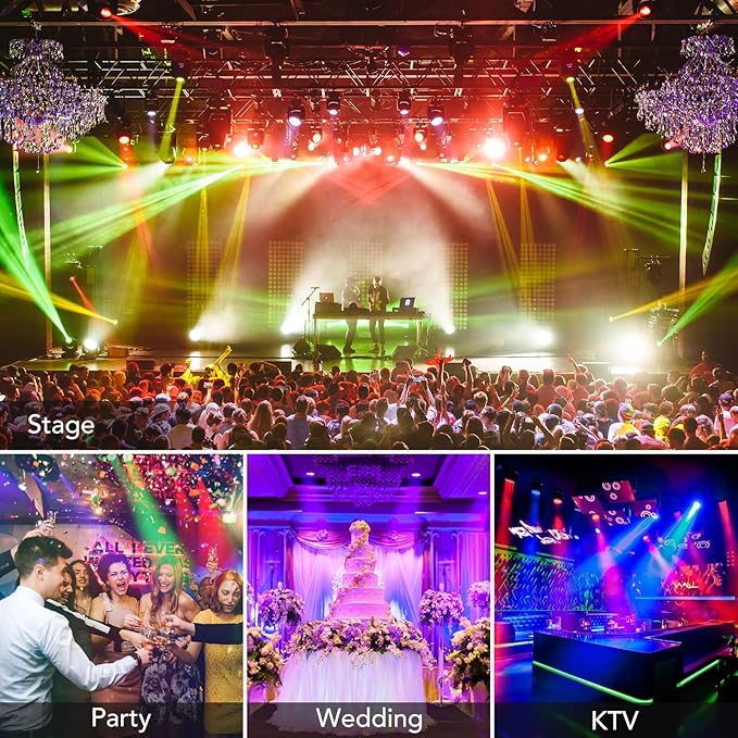 Dj Lights, 1 Pack 36 LED Par Lights Stage Lights with Sound Activated Remote Control & DMX Control, Stage Lighting Uplights for Wedding Club Music Show Christmas Holiday Party Lighting