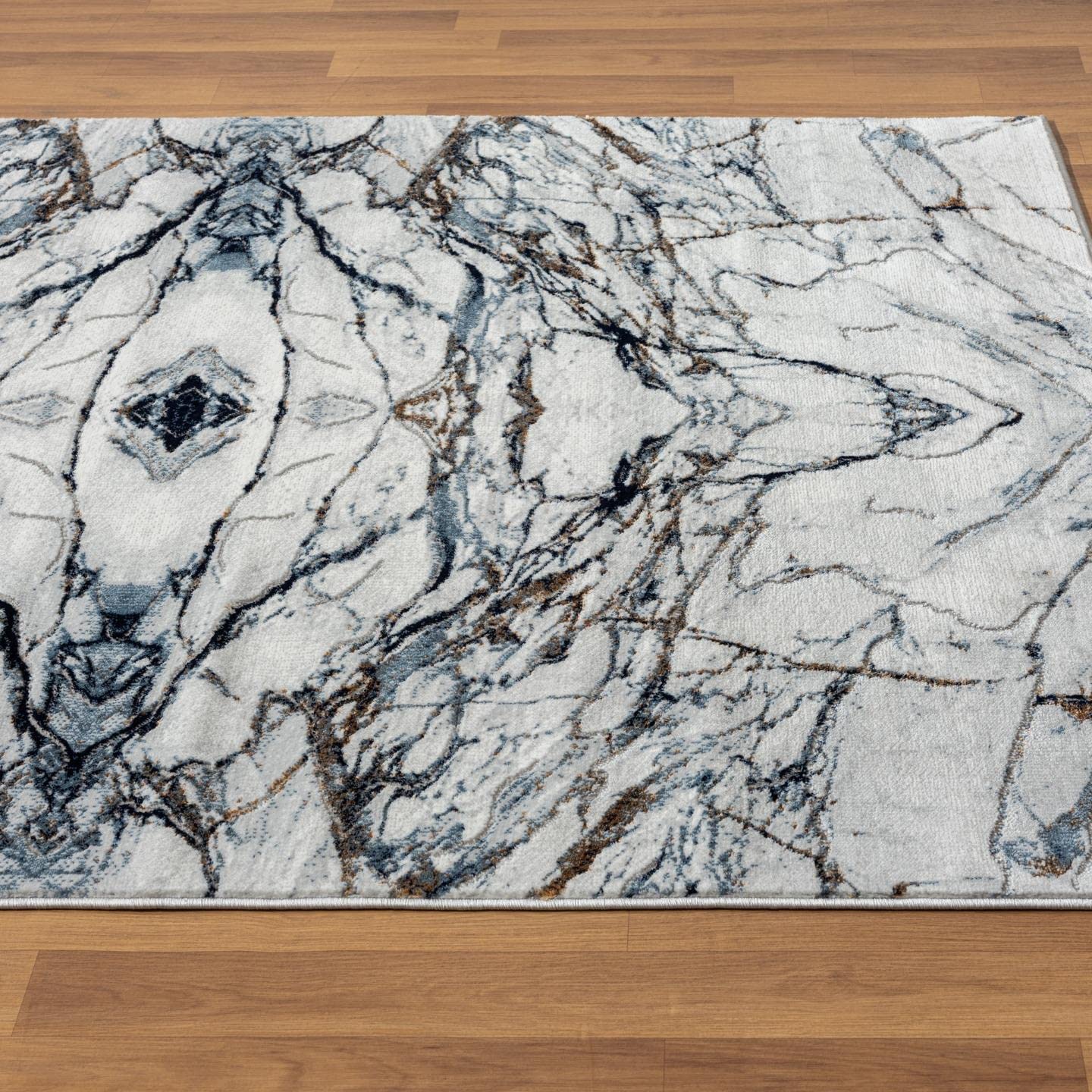 LUXE WEAVERS Marble Effect Abstract Blue 5x7 Area Rug
