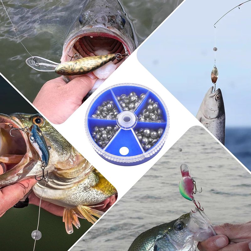Split Shot Fishing Weights Kit - 120g Round Sinkers Assortment for Easy Casting & Versatile Fishing