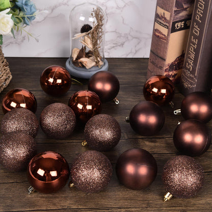 30ct Christmas Ball Ornaments, 2.36" Shatterproof Tree Decorations, Perfect Hanging Ball for Indoor/Outdoor Holiday Christmas Party Decor (Brown)