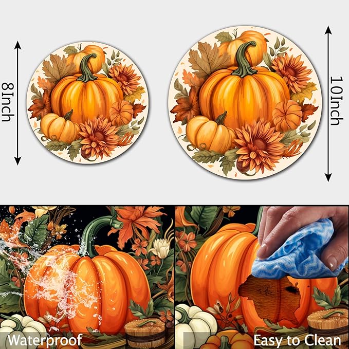 Autumn Pumpkin Electric Stove Burner Covers，4 Pcs Halloween Decor Round Stove Burner Cover，8 Inches and 10 Inches，Gas Stove Burner Cover,Metal Cooktop Fall Pumpkin Decorative Home Decor,Kitchen Decor