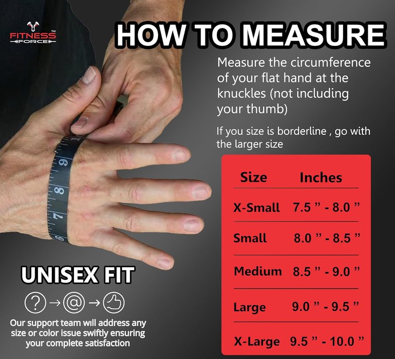 Fitness Force Workout Gloves - Non-Slip Fingerless Weight Lifting Gloves for Men & Women | Full Palm Protection