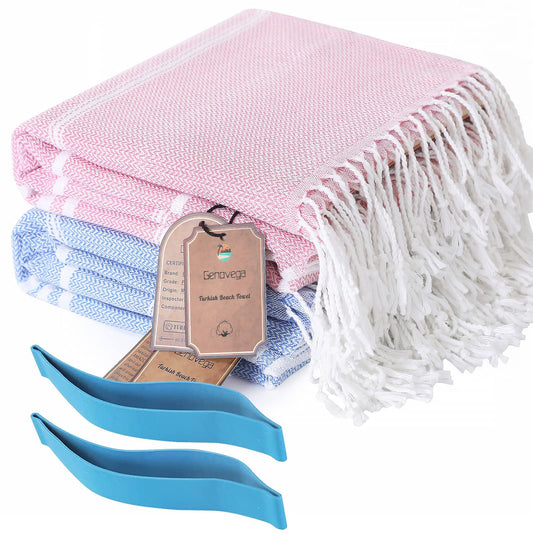 2 Packs Turkish Beach Pool Towels Sandproof Thin Lightweight Fast Drying Compact XL Large Big Wide Long Lounge Chair Cover Sandless Camping Blanket Gear Stuff Necessities Toallas de Playa Women Gifts