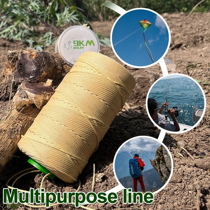 9KM DWLIFE Braided Kevlar Cord, 750lb 2.3mm 50Ft, High Tensile Strength, Abrasion, Flame Retardant, Kite String, Fishing Line, Model Rocket Shock, Hammock Tarp Ridgeline, Tactical Survival Paracord