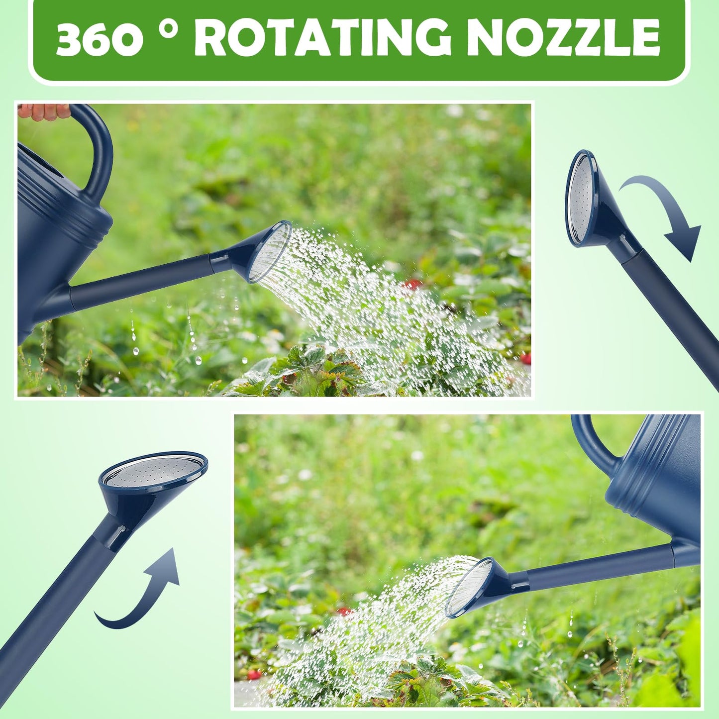 1 Gallon Watering Can for Indoor Plants, Garden Watering Cans for Outdoor Plant House Flower, Modern Plant Watering Can Large Long Spout with Sprinkler Head