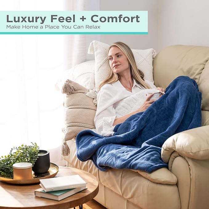 BLACK+DECKER Heated Blanket Electric Throw, Faux Shearling Electric Blanket, Heating Blanket with 4 Heating Levels, 3H Timer, Auto Shutoff, Fast Heating (50x60 inches, Grey)