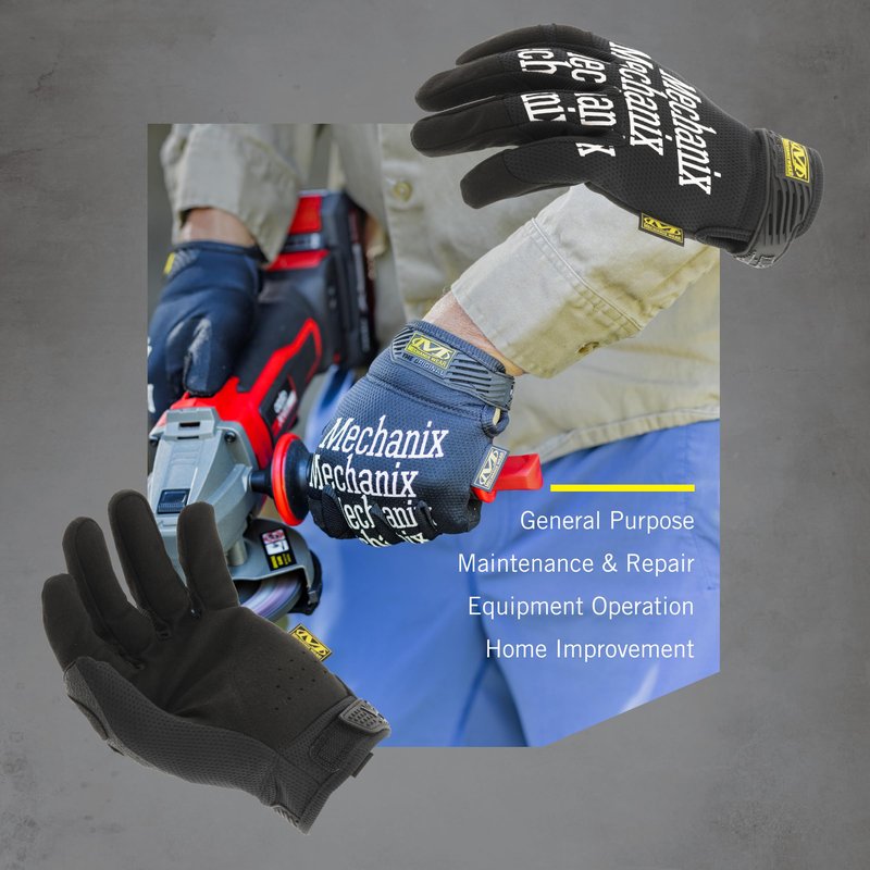 Mechanix Wear Original Work Gloves - Multi-Purpose Outdoor Work Gloves - Secure Fit - Durable & Machine Washable - Breathable & Comfortable - Large - Black