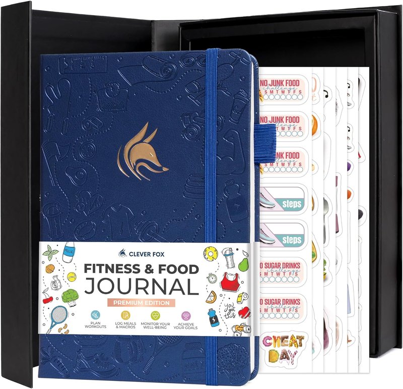 Clever Fox Fitness Journal - Guided Daily Workout & Meal Tracker for Weight Loss | Mystic Blue