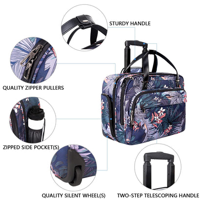 VANKEAN Rolling Laptop Case for Women, Premium Rolling Travel Luggage Bag Fits Up to 15.6 Inch Laptop Carry on Briefcase Water-Proof Overnight Rolling Computer Bags with RFID Pockets