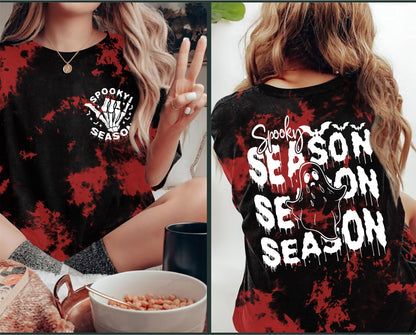 Halloween Tie Dye Shirt for Women Cute Spooky Graphic Shirt Spooky Season Ghost Tee Tops Fall Season Tees(TieDye2, X-Large)