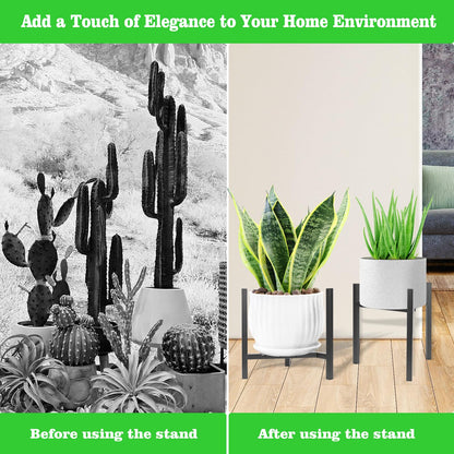 Airpark Plant Stand Indoor Adjustable, Metal Modern Plant Stands, Heavy Duty Stable Plant Pot Flower Holder Indoor Outdoor Corner, Fit 8 9 10 11 12 inch Pots, Black (Pot & Plant Not Included)