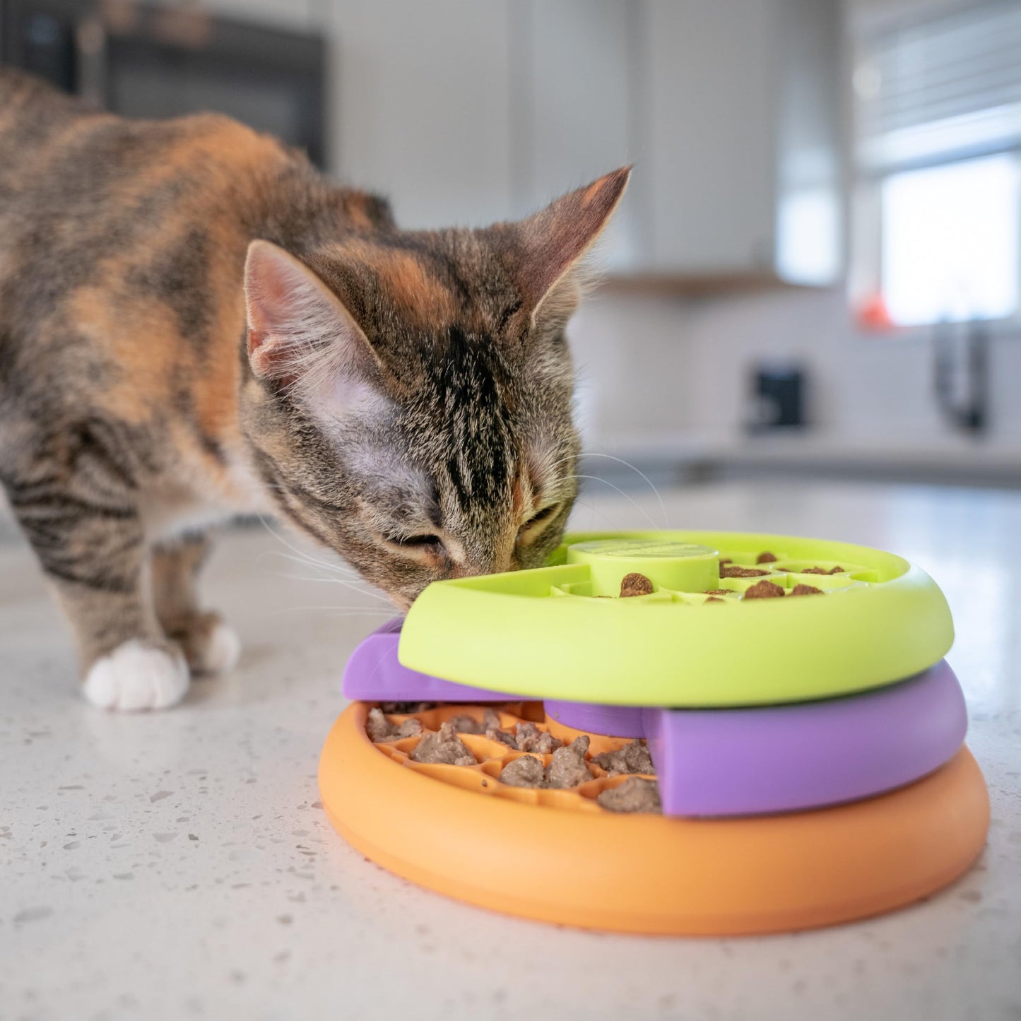 Catstages Kitty Lickin' Layers 3-Tier Interactive Cat Slow Feeder Treat Puzzle Toy, Dry or Wet Food, Mental Stimulation, Foraging, 6.6 inches, 80+ Compartments