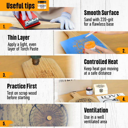Torch Paste - The Original Wood Burning Paste Since 2020 | Lab Tested & ASTM D-4236 Certified | Non Toxic | Use on Wood, Card Stock, Canvas, Denim & More | Easy Application, 3 OZ