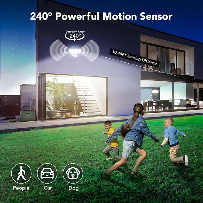 OREiN Motion Sensor Outdoor Lights – LED Flood Light, Bright & Energy-Efficient Security Light, 26W, 3500LM, 5000K Daylight, IP65 Waterproof, Dusk to Dawn, Ideal for Garage, Driveway, Backyard (White)
