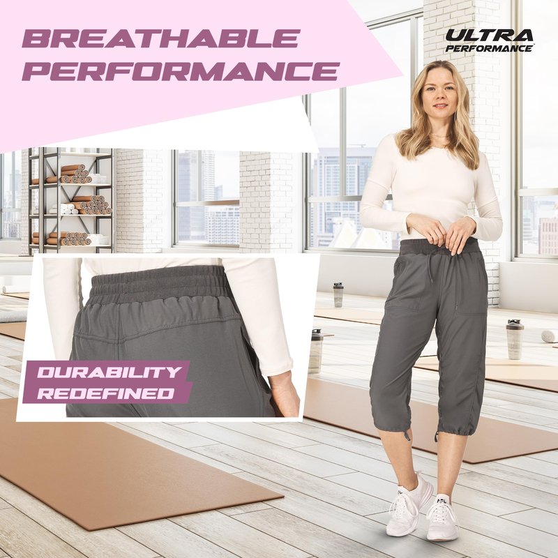 Ultra Performance Capri Pants for Women 2 Pack Womens Capris Hiking Capri Pants Summer Clothes for Women (Avail in Plus Size) Black, Charcoal