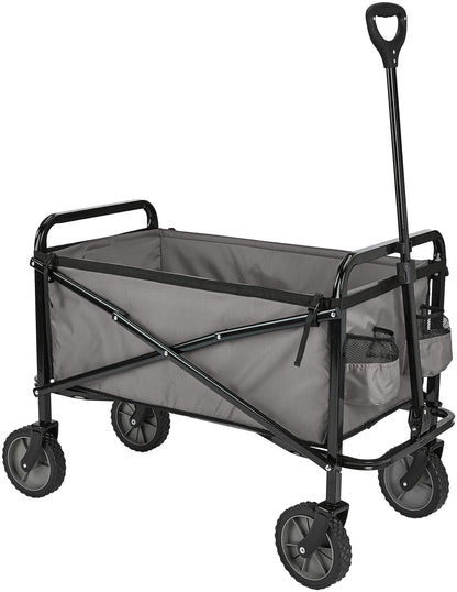 Amazon Basics Collapsible Folding Heavy Duty Utility Wagon for Outdoor Sports, 265 pounds Weight Capacity, Camping, Garden, and Shopping, 27.6 x 40.9 x 20 inches, Gray
