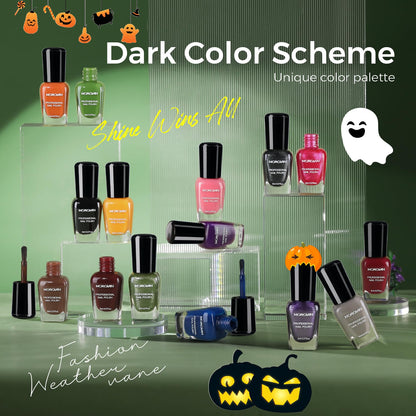 Morovan Dark Nail Polish Set: Glitter Green Dark Red Black Hot Pink Brown Shimmer Fingernail Polish Kit Air Quick Dry Nail Pack for Halloween Nail Art Manicure Gift Holiday Party for Women Girls