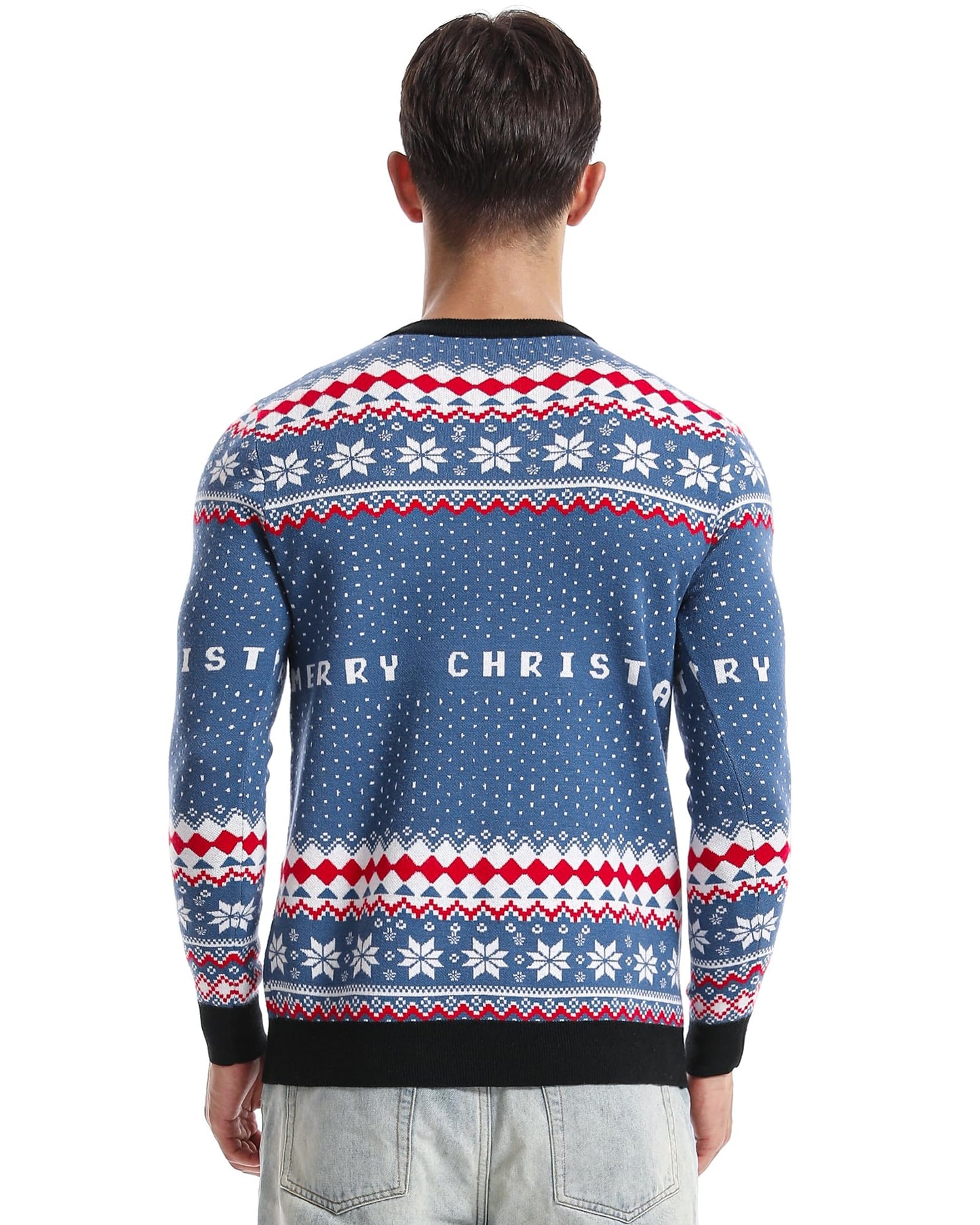 Runhit Ugly Christmas Sweater for Men Women Knitted Long Sleeve Ugly Christmas Sweater Funny Santa Pullover for Holiday M