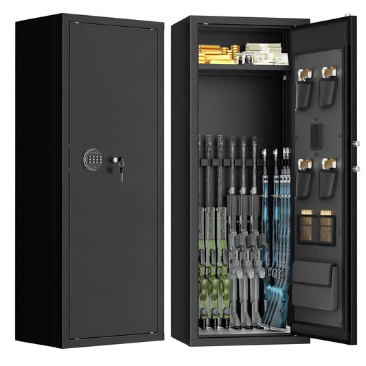 INTERGREAT 20 Rifle Gun Safe, Keypad Gun Safe for 10-16 Rifles and 4 Pistol Storage Pockets, 21" W Gun Safes & Cabinets with 3 Removable Gun Racks for Home, Black