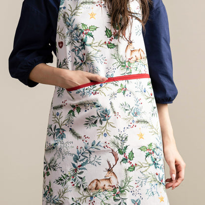 Maison d' Hermine 100% Cotton Apron for women with Pocket Kitchen Chef Fall Apron for Men Cooking Gardening Server Waitress Maid (Holly Time)