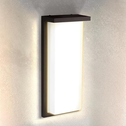 ASD LED 14" Outdoor Wall Light, Front Door House Sconce | 3CCT, Dimmable, Waterproof, ETL Listed | 20W 1900LM 3000-5000K 120V | Exterior Patio Lighting Fixture, Flush Mount Porch Lamp | Black