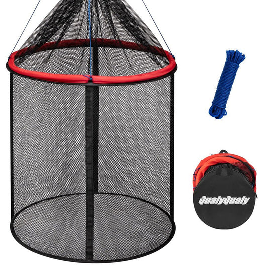 QualyQualy Floating Fish Basket 41/73 Gallons, Foldable Fishing Net Bait Cage for Live Caught Fish, Extra Large Fishing Basket Portable Kayak Fishing Live Well Baitfish Minnow Bucket