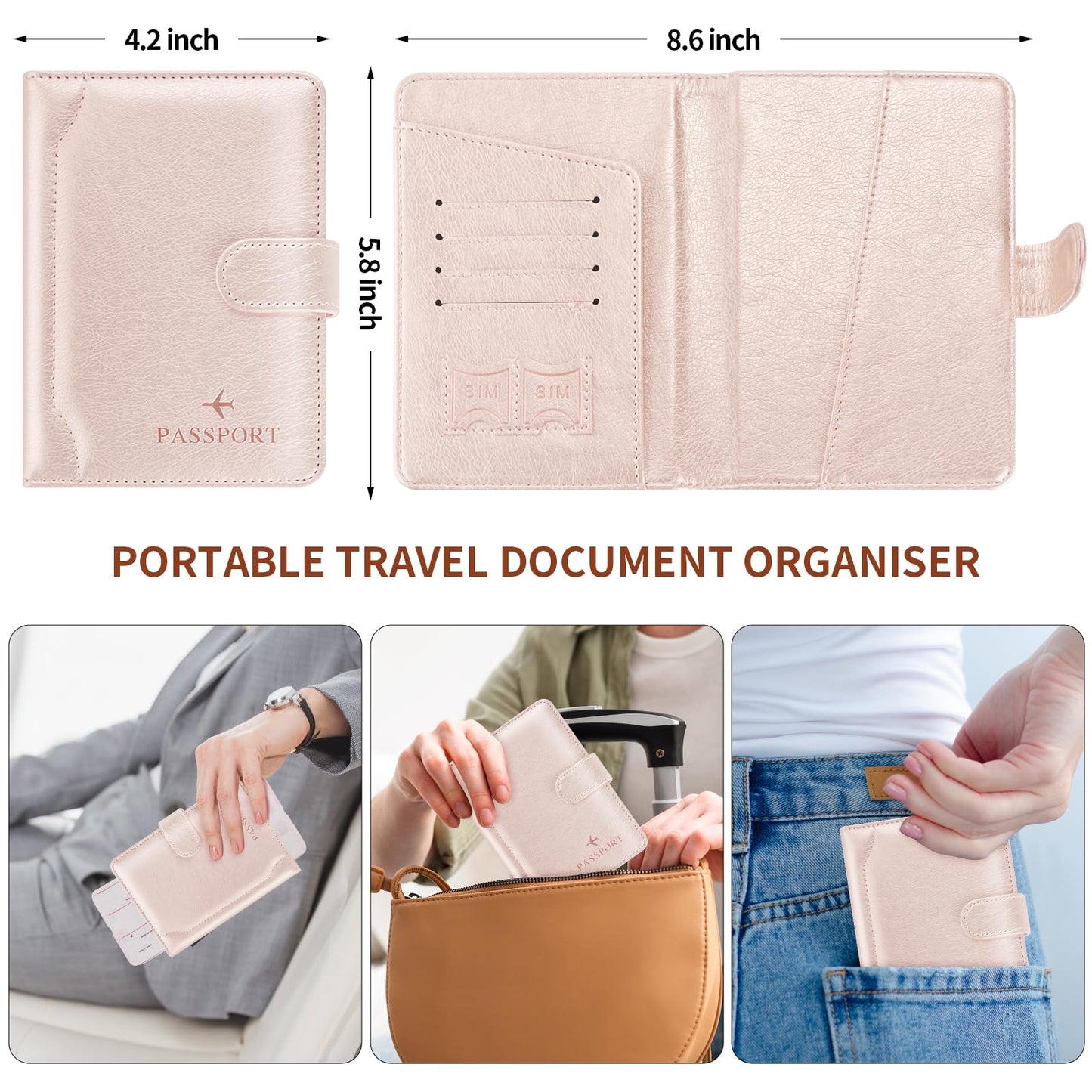 Herain Passport Holder for Travel, Passport Cover Wallet Case Women Men Travel Cruise Essentials, Passport Book Holders Travels Gifts Must Haves Accessories